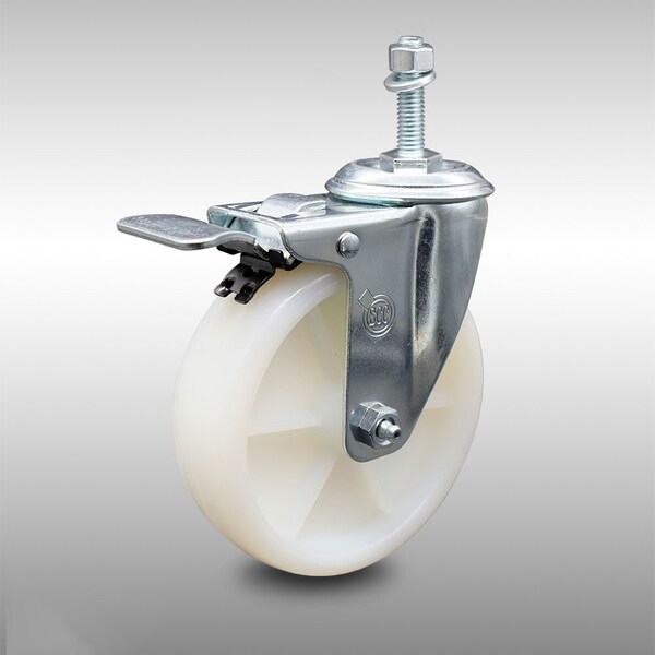 Service Caster 5 Inch SS Nylon Wheel Swivel 10mm Threaded Stem Caster with Total Lock Brake SCC-SSTSTTL20S514-NYS-M1015 - main